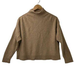 Pilcro Women's Large 100% Cashmere Mock Neck Sweater Camel Brown